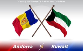 Andorra versus Kuwait Two Countries Flags - Illustration
