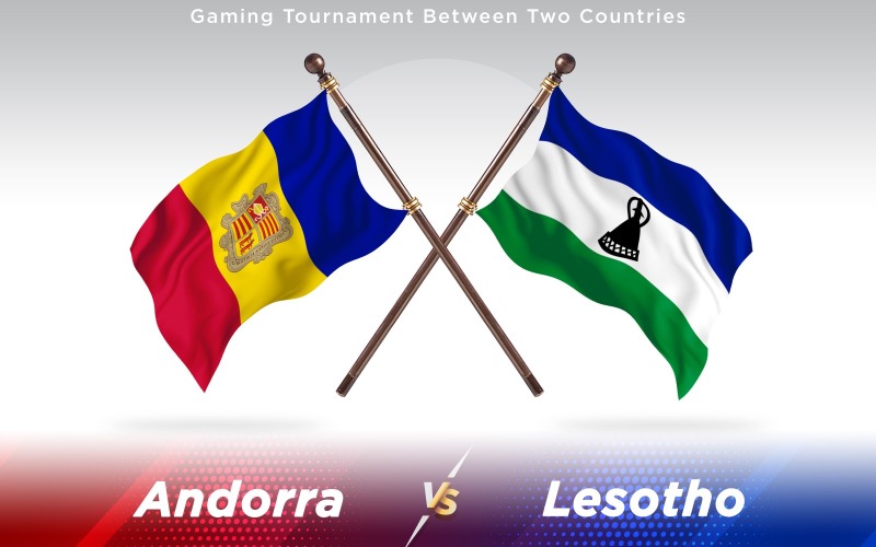 Andorra versus Lesotho Two Countries Flags - Illustration