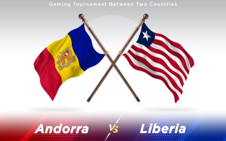 Andorra versus Liberia Two Countries Flags - Illustration