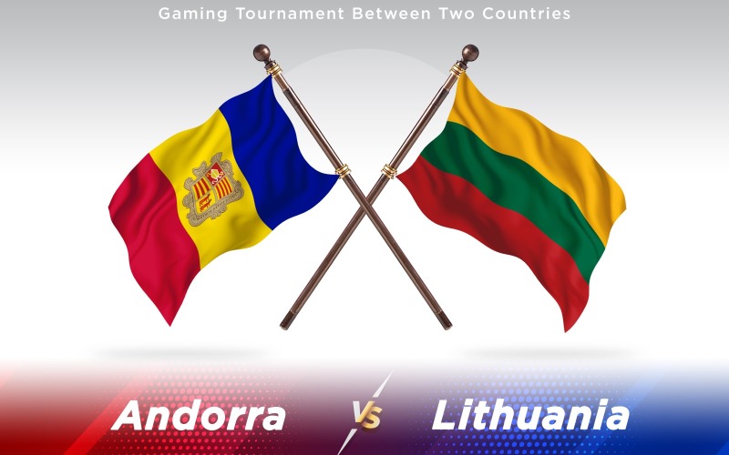 Andorra versus Lithuania Two Countries Flags - Illustration