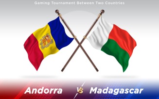 Andorra versus Madagascar Two Countries Flags - Illustration
