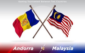Andorra versus Malaysia Two Countries Flags - Illustration