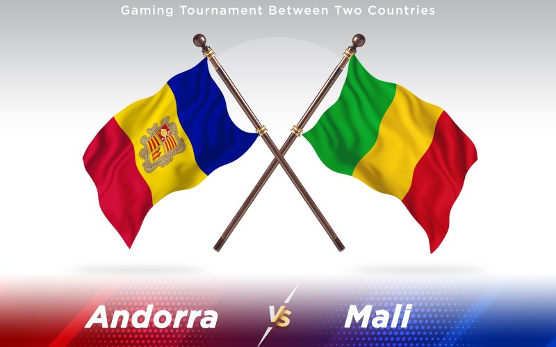 Andorra versus Mali Two Countries Flags - Illustration