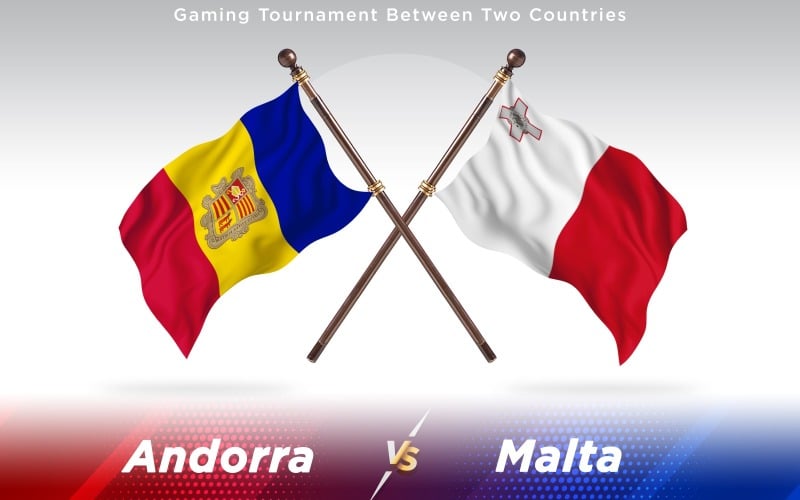 Andorra versus Malta Two Countries Flags - Illustration