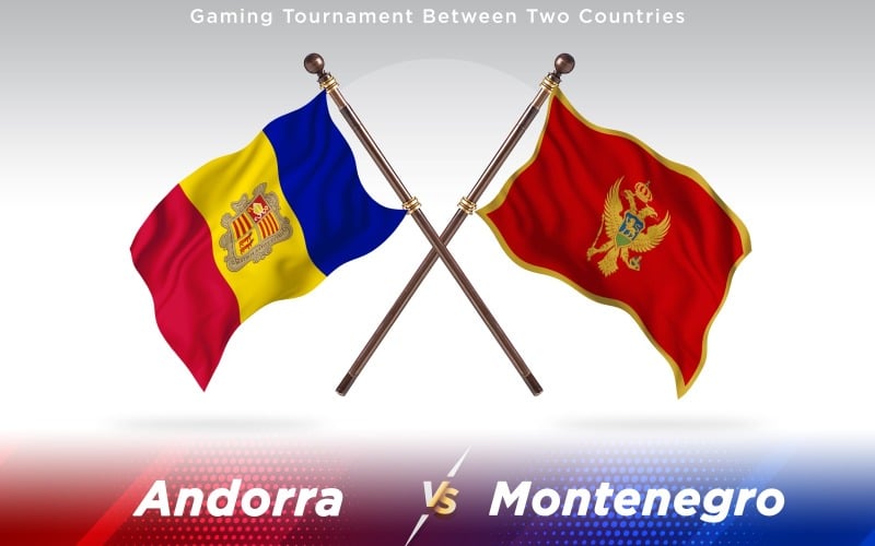 Andorra versus Montenegro Two Countries Flags - Illustration