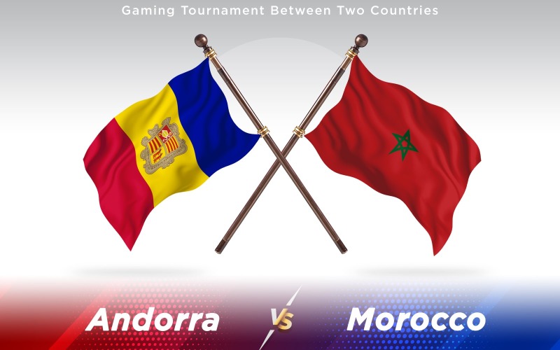 Andorra versus Morocco Two Countries Flags - Illustration
