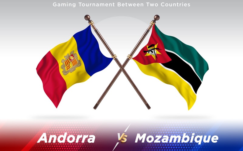 Andorra versus Mozambique Two Countries Flags - Illustration