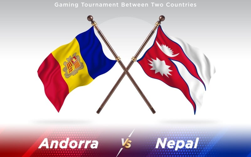 Andorra versus Nepal Two Countries Flags - Illustration