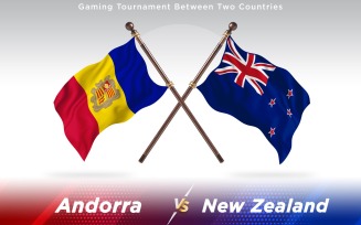 Andorra versus New Zealand Two Countries Flags - Illustration