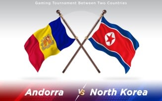 Andorra versus North Korea Two Countries Flags - Illustration