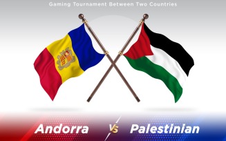 Andorra versus Palestinian Two Countries Flags - Illustration