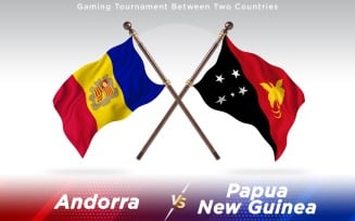 Andorra versus Papua New Guinea Two Countries Flags - Illustration