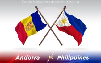 Andorra versus Philippines Two Countries Flags - Illustration
