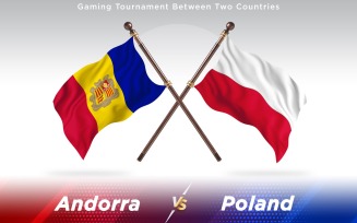 Andorra versus Poland Two Countries Flags - Illustration