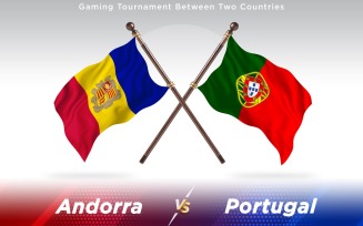 Andorra versus Portugal Two Countries Flags - Illustration
