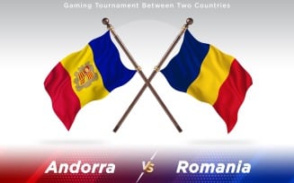 Andorra versus Romania Two Countries Flags - Illustration