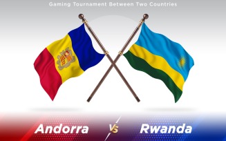 Andorra versus Rwanda Two Countries Flags - Illustration