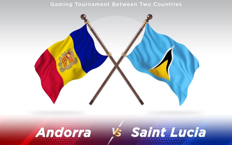 Andorra versus Saint Lucia Two Countries Flags - Illustration