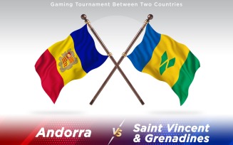 Andorra versus Saint Vincent & Grenadines Two Countries Flags - Illustration