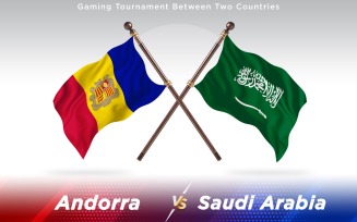 Andorra versus Saudi Arabia Two Countries Flags - Illustration
