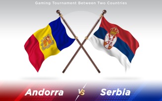 Andorra versus Serbia Two Countries Flags - Illustration