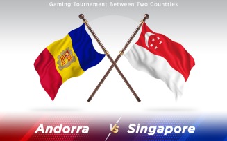 Andorra versus Singapore Two Countries Flags - Illustration