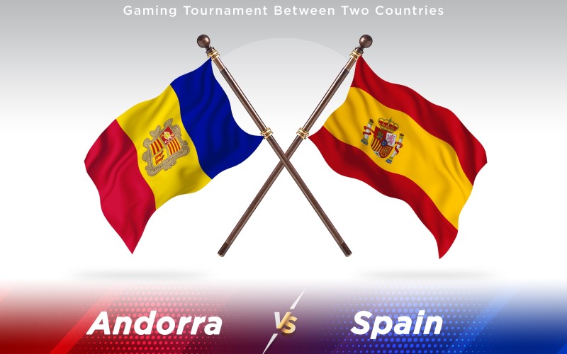 Andorra versus Spain Two Countries Flags - Illustration