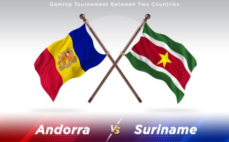 Andorra versus Suriname Two Countries Flags - Illustration