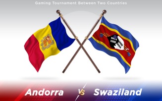 Andorra versus Swaziland Two Countries Flags - Illustration