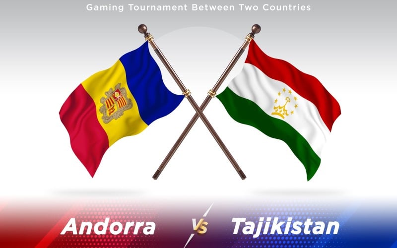 Andorra versus Tajikistan Two Countries Flags - Illustration