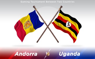 Andorra versus Uganda Two Countries Flags - Illustration