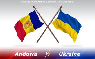 Andorra versus Ukraine Two Countries Flags - Illustration
