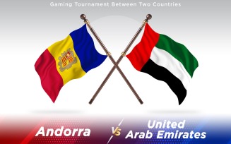 Andorra versus United Arab Emirates Two Countries Flags - Illustration