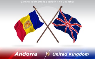 Andorra versus United Kingdom Two Countries Flags - Illustration