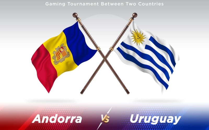 Andorra versus Uruguay Two Countries Flags - Illustration