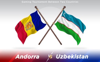 Andorra versus Uzbekistan Two Countries Flags - Illustration
