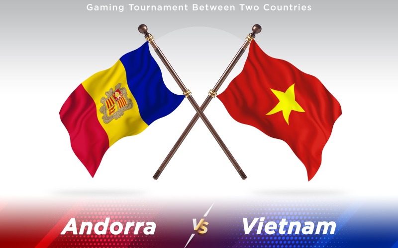 Andorra versus Vietnam Two Countries Flags - Illustration