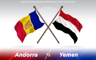 Andorra versus Yemen Two Countries Flags - Illustration