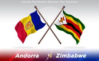 Andorra versus Zimbabwe Two Countries Flags - Illustration