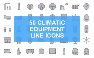 50 Climatic Equipment Line Filled Icon Set