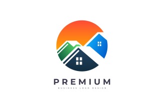gradient style house real estate property logo design Logo Template