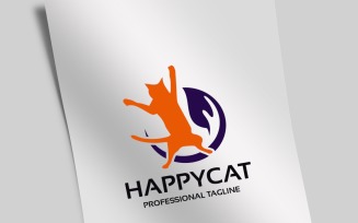 Happy Cat Pet Shop Logo Template