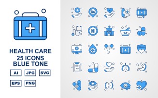 25 Premium Health Care Blue Tone Icon Set