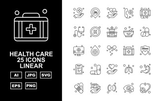 25 Premium Health Care Linear Icon Set