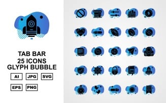 25 Premium Tab Bar Glyph Bubble Icon Set