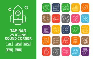 25 Premium Tab Bar Round Corner Icon Set