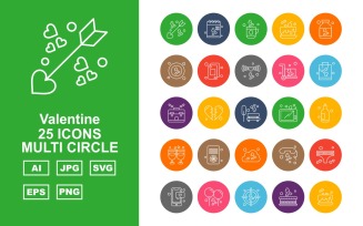 25 Premium Valentine Multi Circle Icon Set
