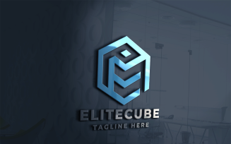 Elite Cube Letter E Logo Template