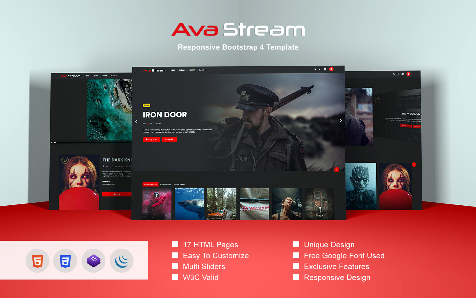 "Ava Stream - Responsive Bootstrap 4" 响应式网页模板 #162927