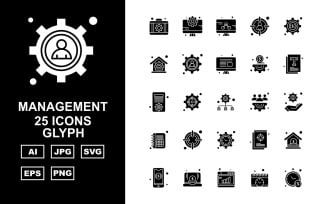 25 Premium Management Glyph Icon Set